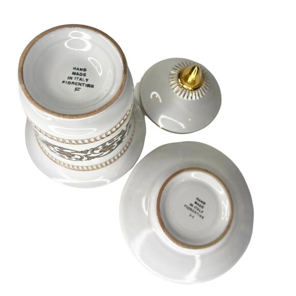 VTG Florentine Italy Cigarette 6" CANISTER & LID + ASHTRAY Sugar Bowl Spoon Rest - Picture 4 of 6